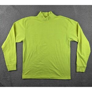 Camber Shirt Mens L High Visibility Yellow Mock Turtleneck Long Sleeve Made USA